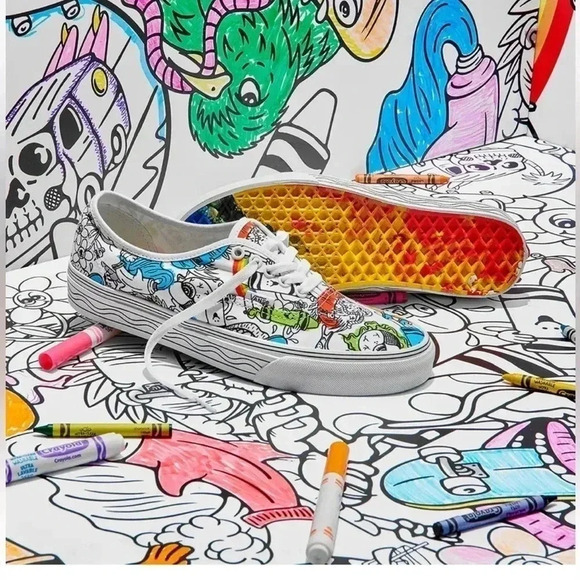Vans Kids UNISEX Authentic Crayola Diy/Sketch Your Way Skate‎ Shoe VNOA3UIVARE - Picture 1 of 12